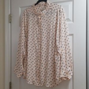Loft Pink Utility Blouse with Collar